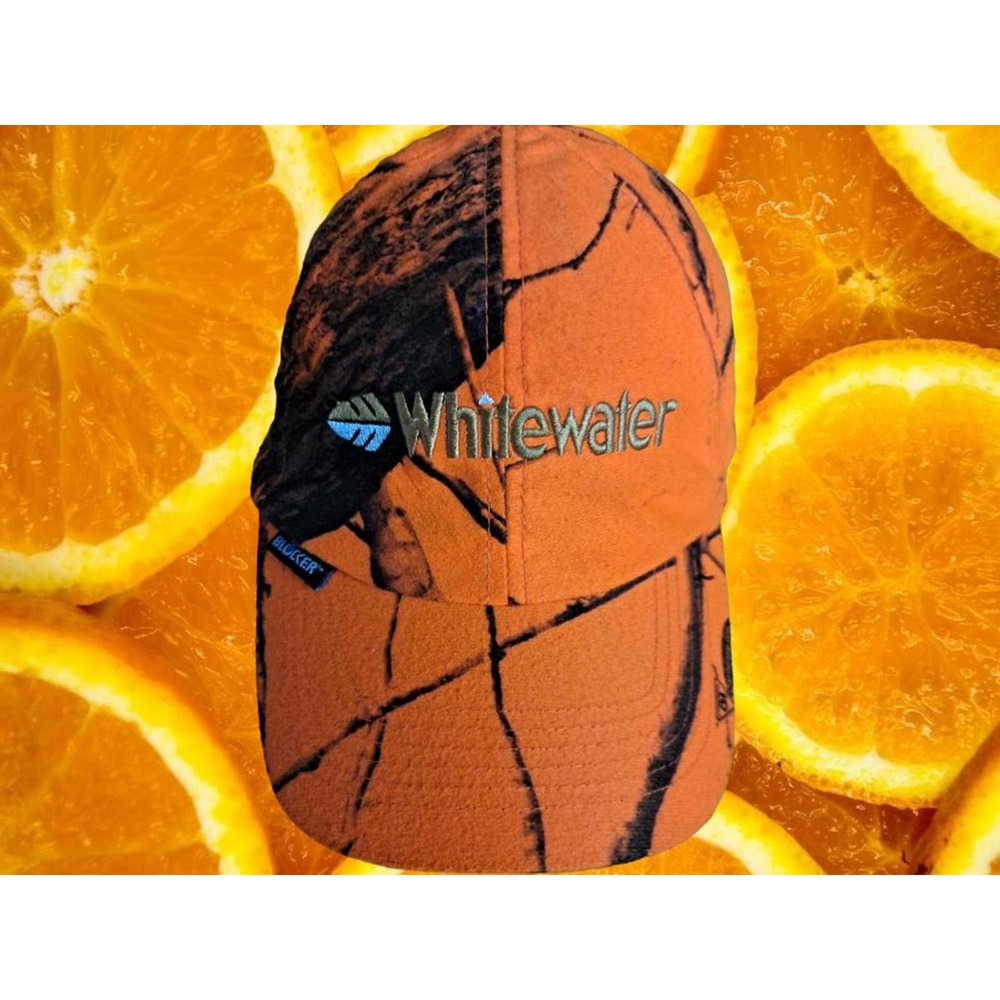 Orange Camo Whitewater Hook‎ and Loop Adjustable Hat with Waterproof Insert